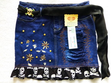 saia jeans customizada com tecido